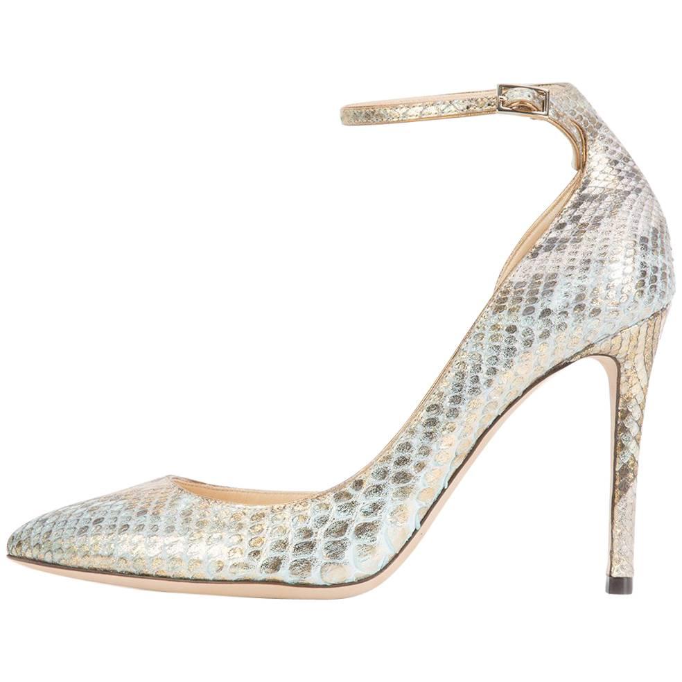 Jimmy Choo New Sold Out Metallic Python Evening High Heels Pumps in Box