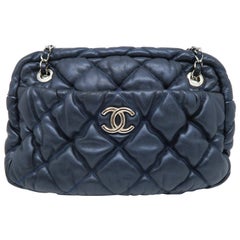 Chanel Dark Blue Quilting Lambskin Leather Chain Shoulder Bag
