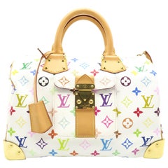 Louis Vuitton Speedy 30 White Monogram Multicolore Handbag