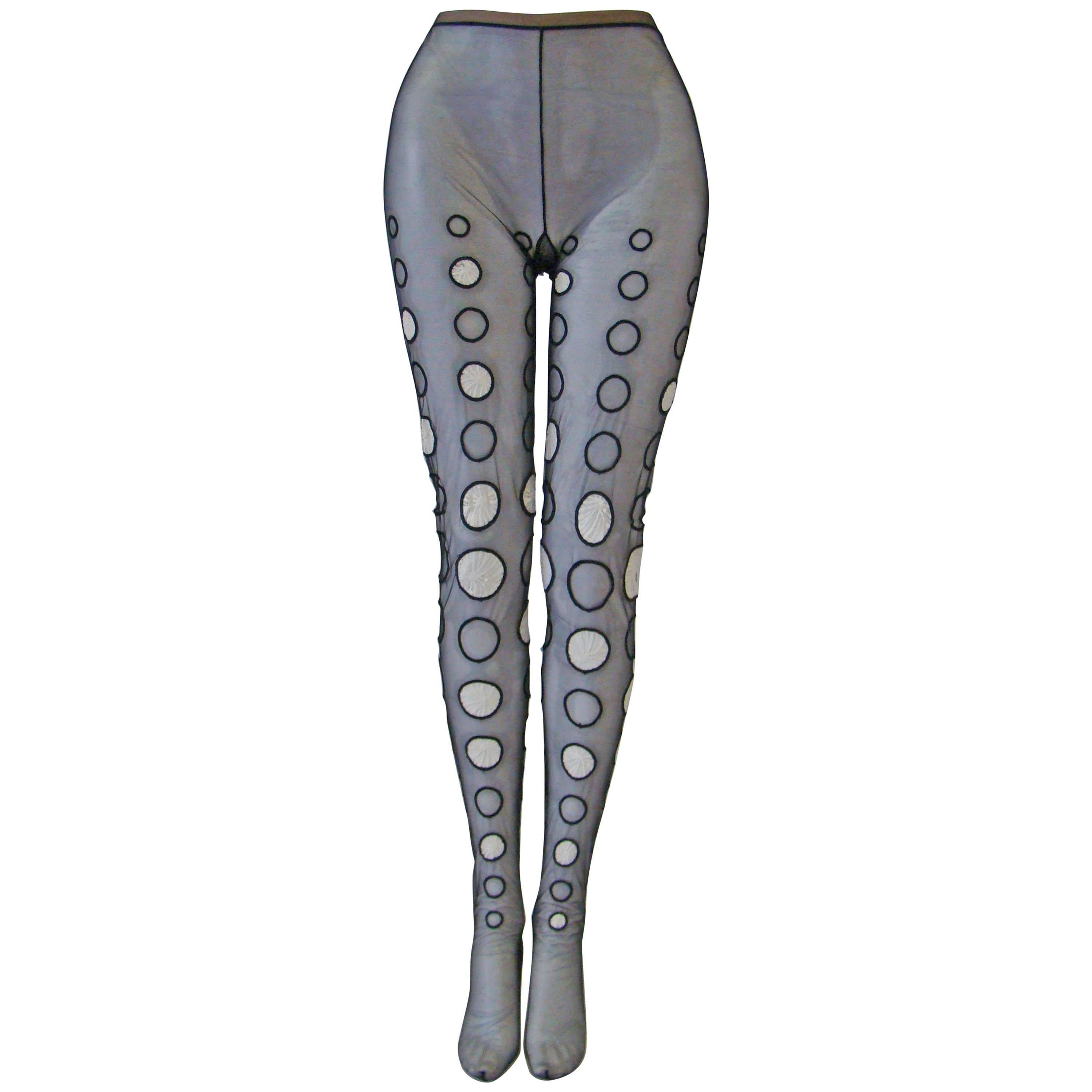 Gianni Versace Istante Circle Cut Out Detail Leggings, Fall 1993 For Sale