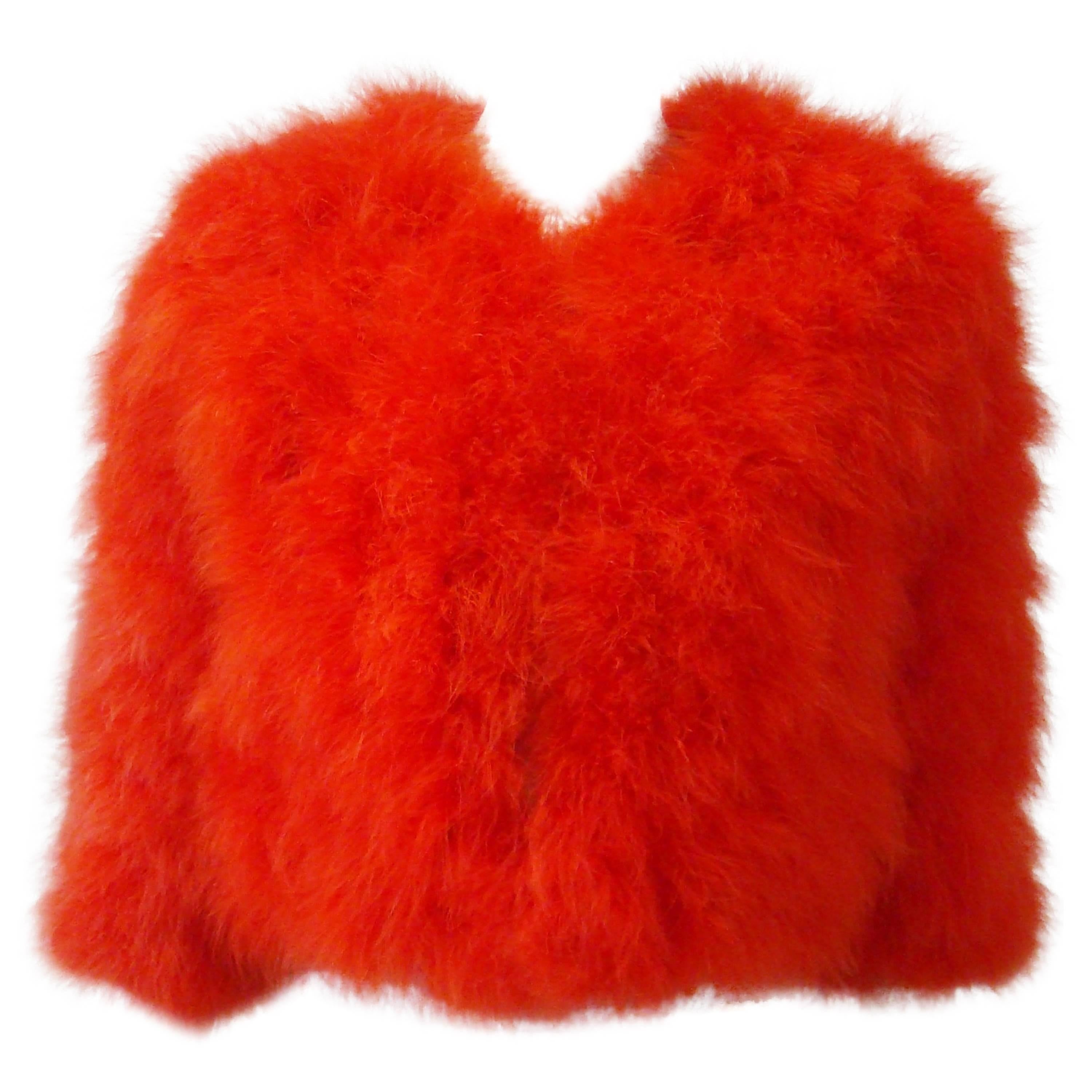 Sonia Rykiel Orange Feather Jacket For Sale