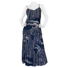 1970s Hanae Mori Slk Bamboo & Flower Print Skirt & Top 8