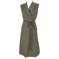 1990s ISAAC MIZRAHI Grey Light Waistcoat Retro Wrap Dress