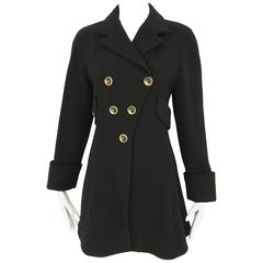 Vintage Gianni Versace Couture 90s Black Peacoat Jacket