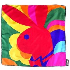 Rare New 1970s Playboy Italian Silk Scarf, Necklace and Membership Card in Box