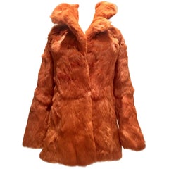 1970'S French Rabbit Fur & Leather Pea Coat by, Fur Couture Beverly Hills