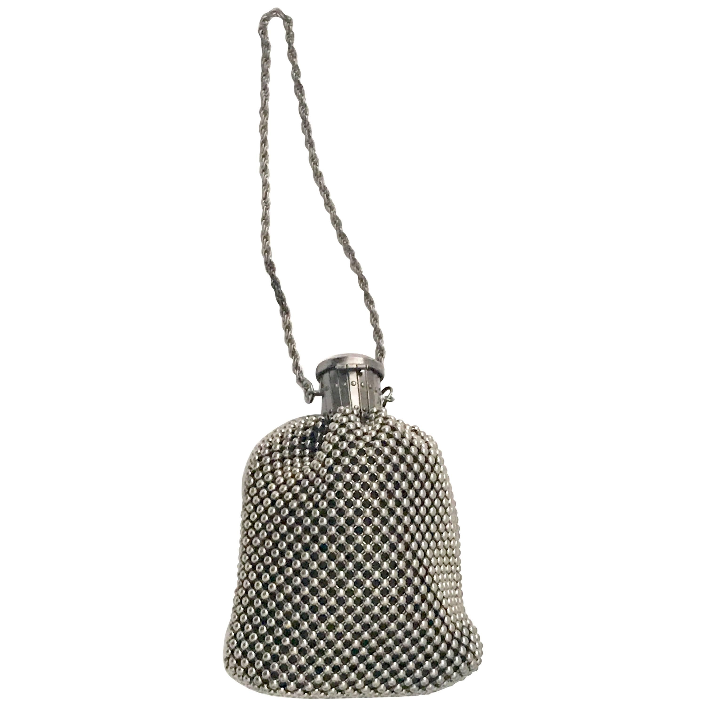 Art Deco Gunmetal Silver Bead Gate Top Beggars Handbag
