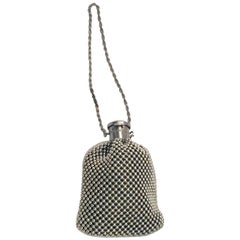 Vintage Art Deco Gunmetal Silver Bead Gate Top Beggars Handbag