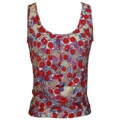 Alexander McQueen 2003 Semi-Sheer Cherry Print Red White Blue Purple Tank Top 8