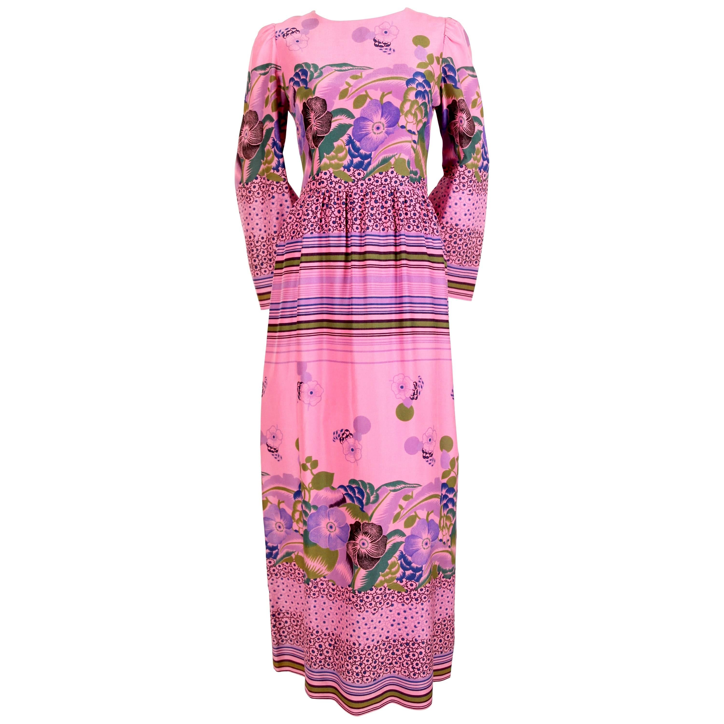 1960's LANVIN haute couture floral crepe dress