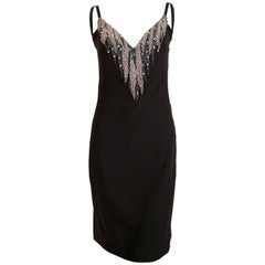 1970's KARL LAGERFELD for CHLOE black silk dress with beads 12