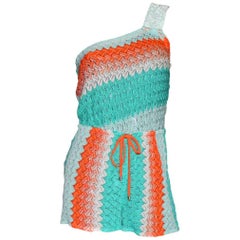 Missoni One Shoulder Crochet Knit Mini Jumpsuit with Sequin Trimming 12