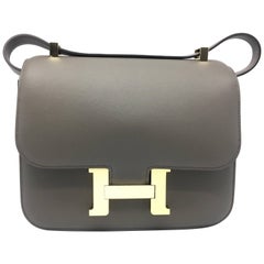 Hermes Constance 24 Etain Veau Swift Leather Gold Metal Shoulder Bag