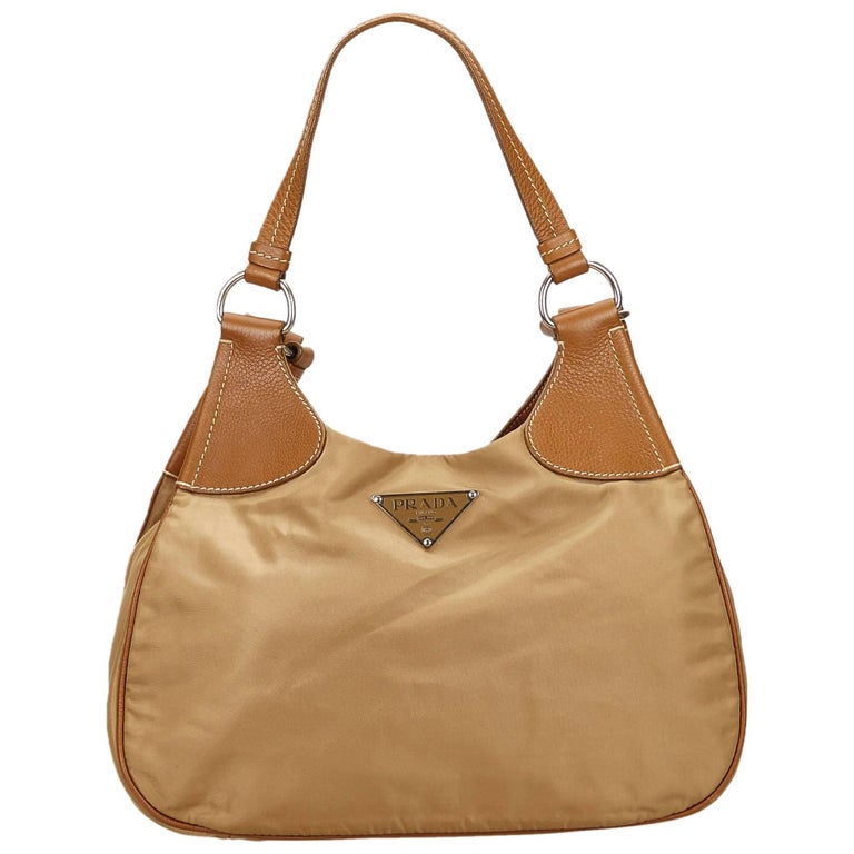 Prada Brown Nylon Shoulder Bag For Sale at 1stdibs