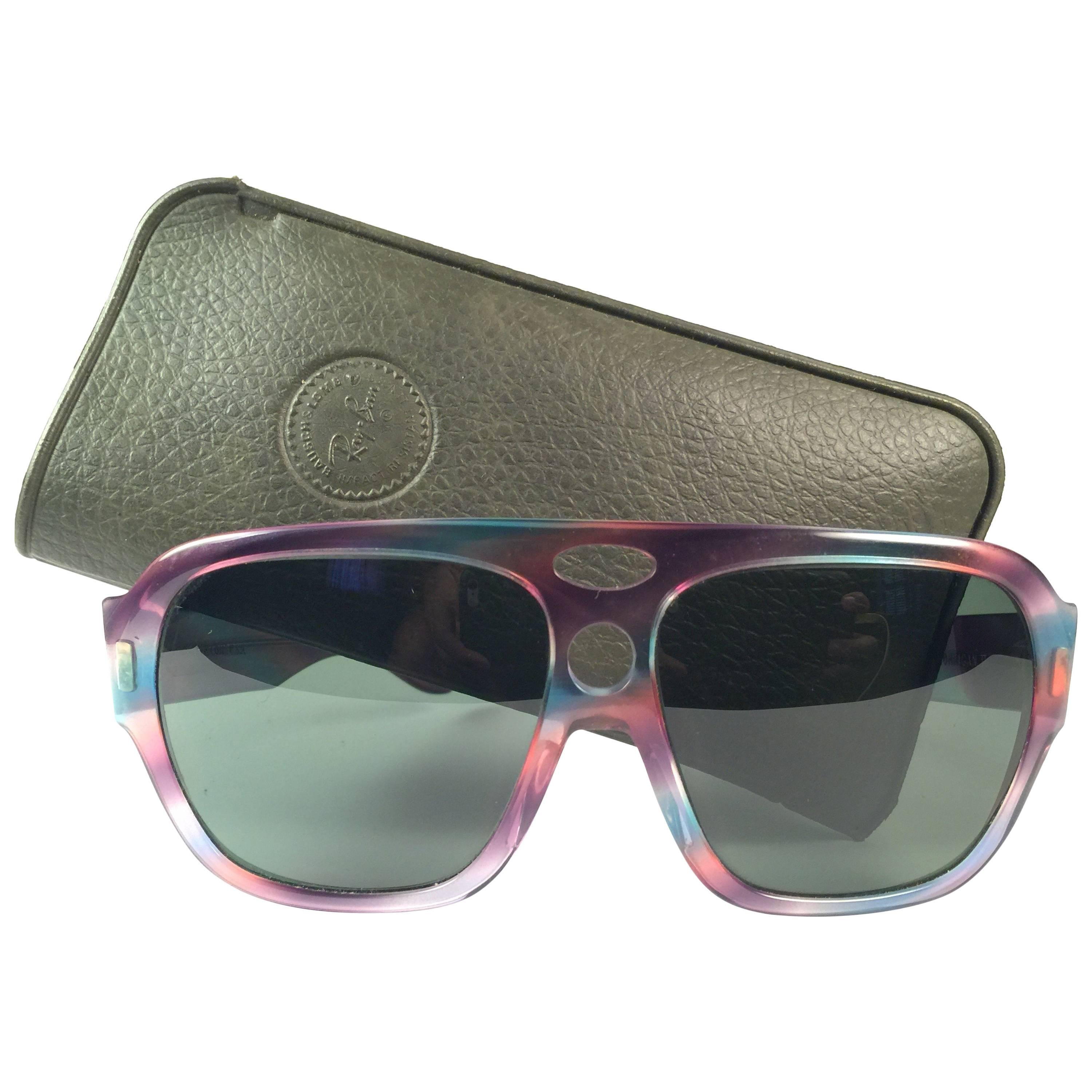 New Vintage Ray Ban B&L Corrigan II Multicolor G15 Grey Lenses Sunglasses USA