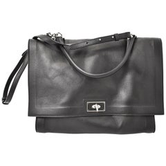 Givenchy Medium Shark Black Textured Leather Tote Bag 