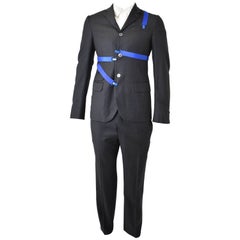 Alexander McQueen Grey Pinstripe Suit with Blue Braces A/W 2007 