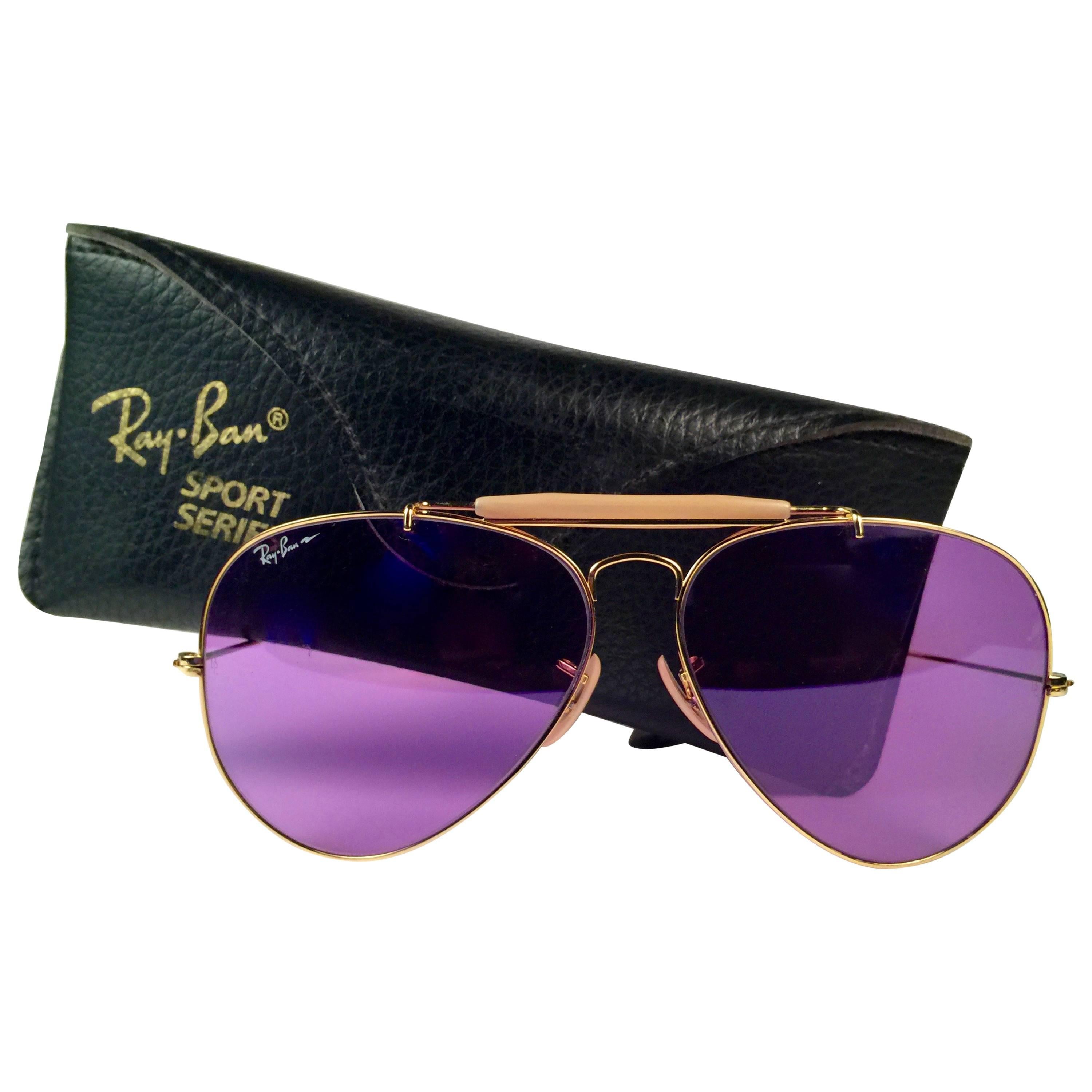 New Ray Ban Purple Chromax 62Mm Outdoorsman Collectors Item USA Sunglasses