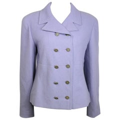 Chanel Lavender Boucle Wool Double Breasted Jacket