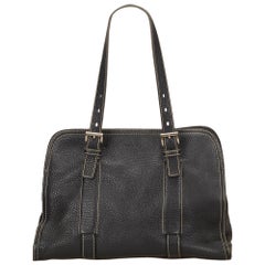 Prada Black Leather Tote Bag 8