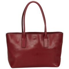 Prada Red Leather Tote Bag 9