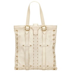 Valentino White Studded Leather Tote Bag 5