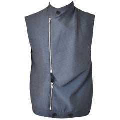 Alexander McQueen Grey Sleeveless Asymmetric Double Zip Jacket 