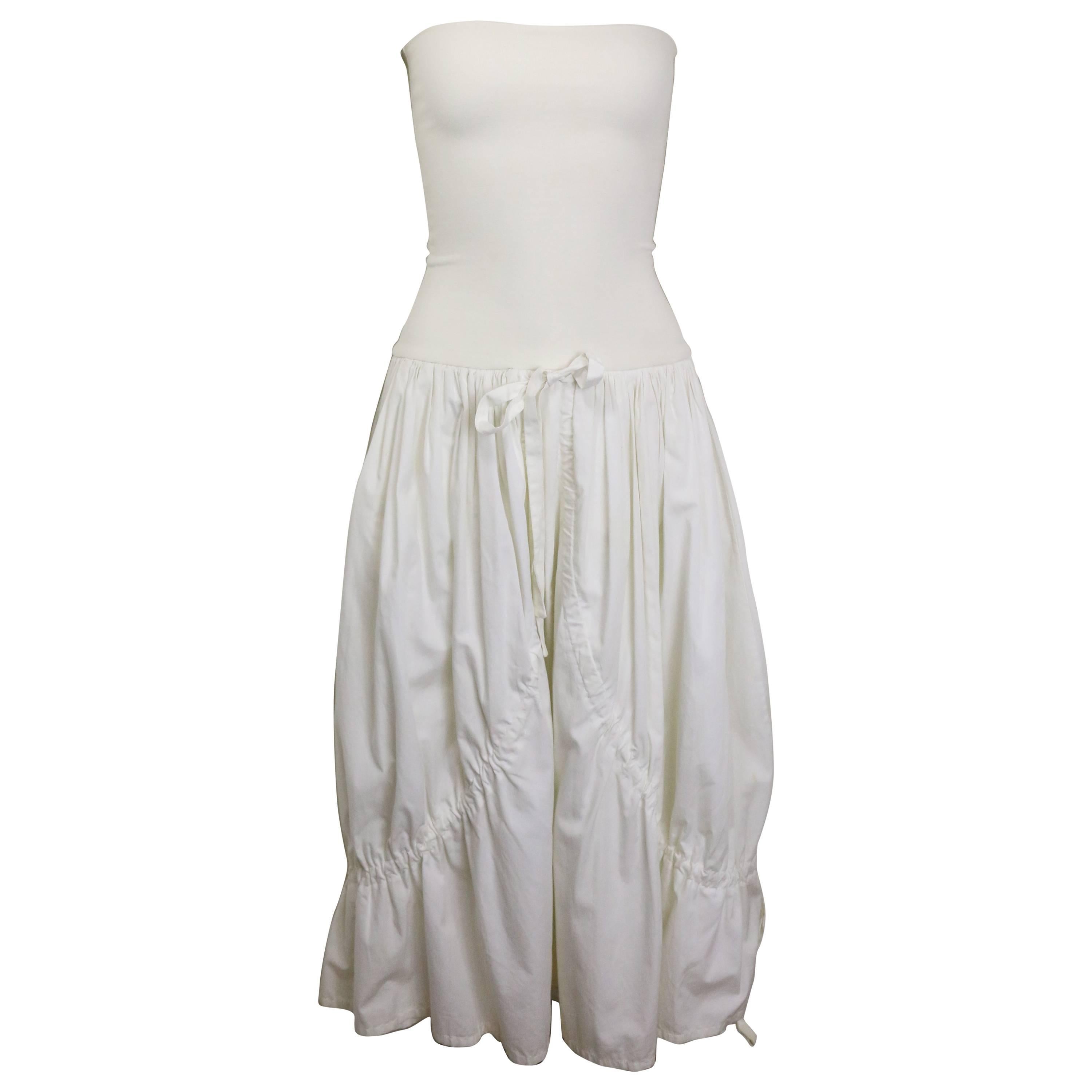 Dolce and Gabbana White Cotton Strapless Dress