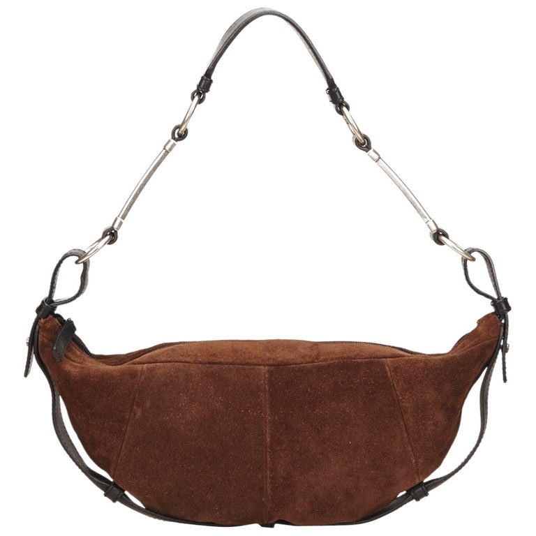 YSL Brown Suede Leather Shoulder Bag For Sale at 1stdibs