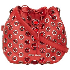 Miu Miu Red Studded Leather Shoulder Bag 9