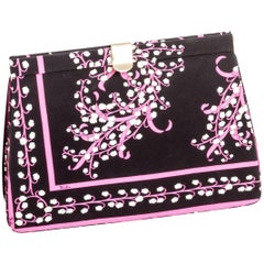 Pucci Silk Lily of the Valley Clutch with Hidden Shoulder Chain
