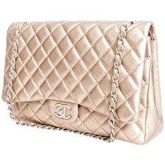 Chanel Pewter Metallic Double Flap with Satin Finish Silver Hardware