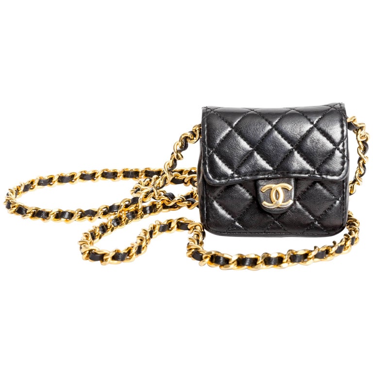 Vintage Chanel Mini Mini Matelasse Chain Bag Necklace For Sale at 1stdibs