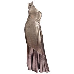 Donna Karan Black Label Bronze Sequin One Shoulder Gown - US 12 / GB 14 / IT 46 4