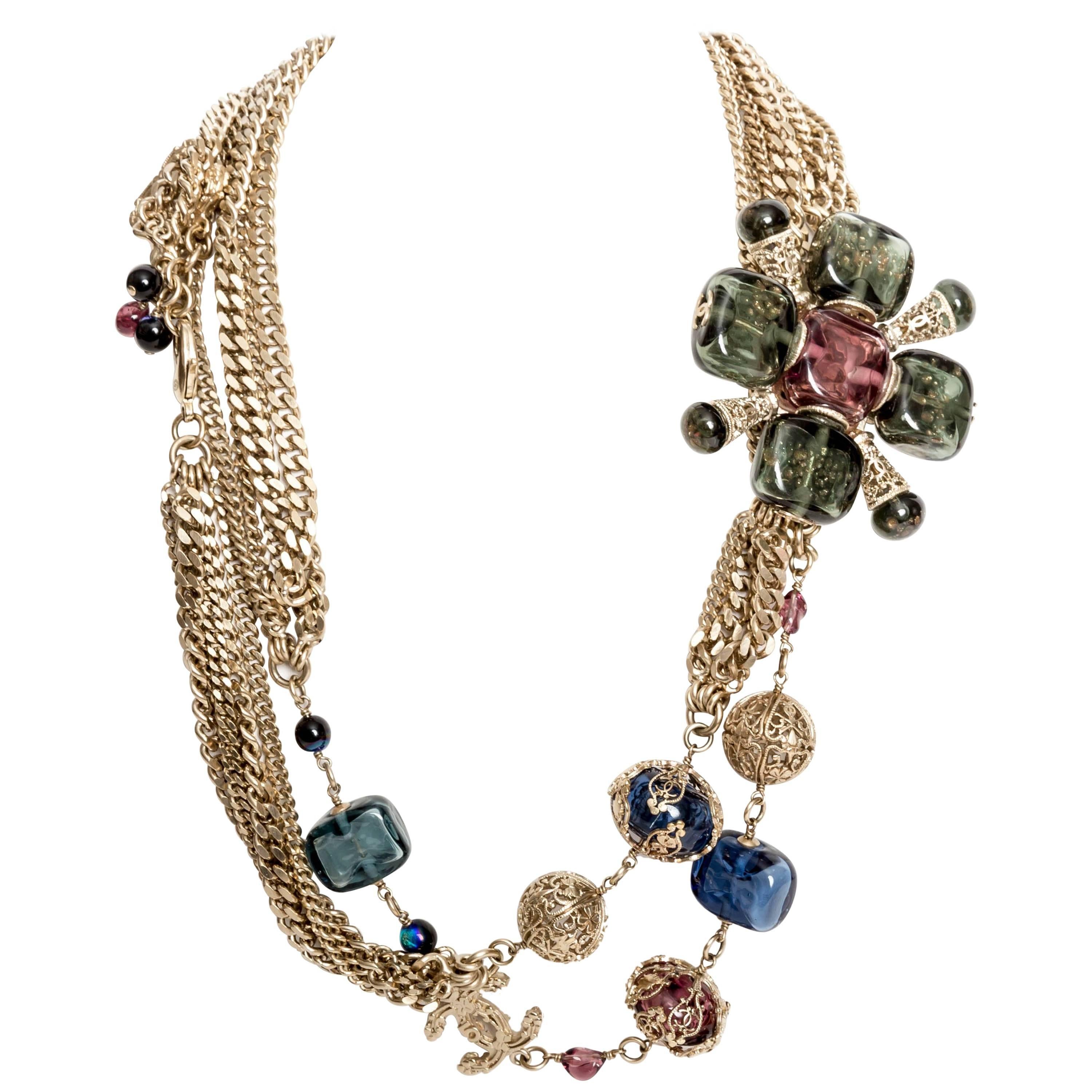 Chanel Vintage Gripoix Poured Glass Belt Necklace