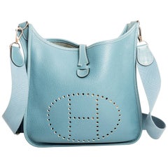 Hermes Evelyne in Blue Jean Blue Clemence Leather