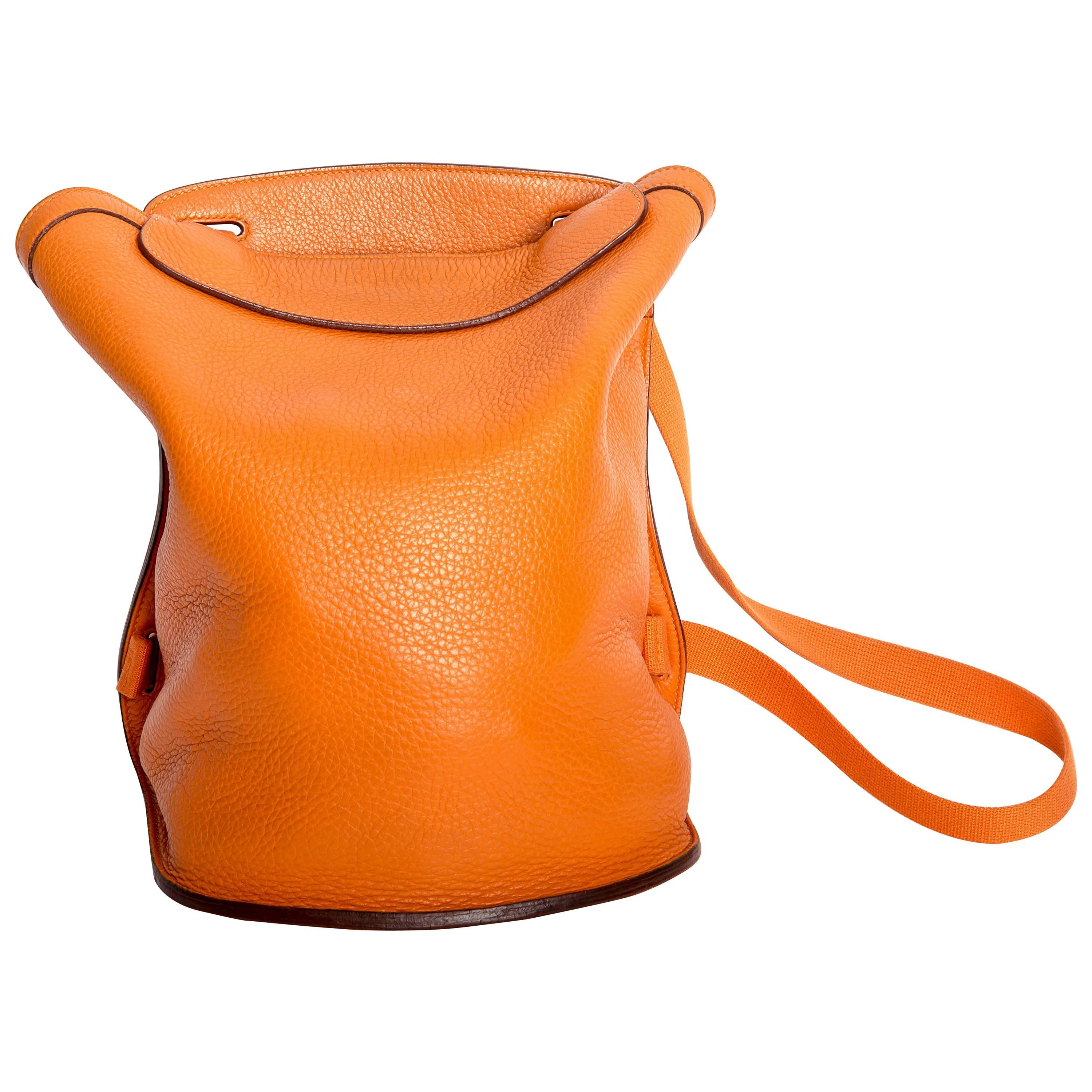 Hermes Sherpa Backpack in Orange Clemence Leather