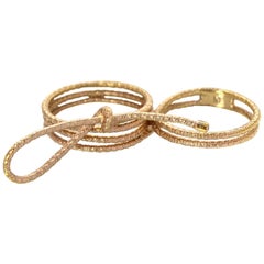 Christian Dior Pale Goldtone Miss Dior Two Finger Bow Ring Sz M