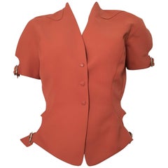 Retro Thierry Mugler Rust Short Sleeve Jacket Size 4. 