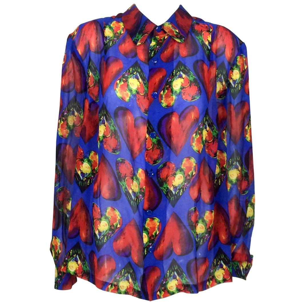 Versace 1997 Ad Campaign Chiffon Heart Shirt