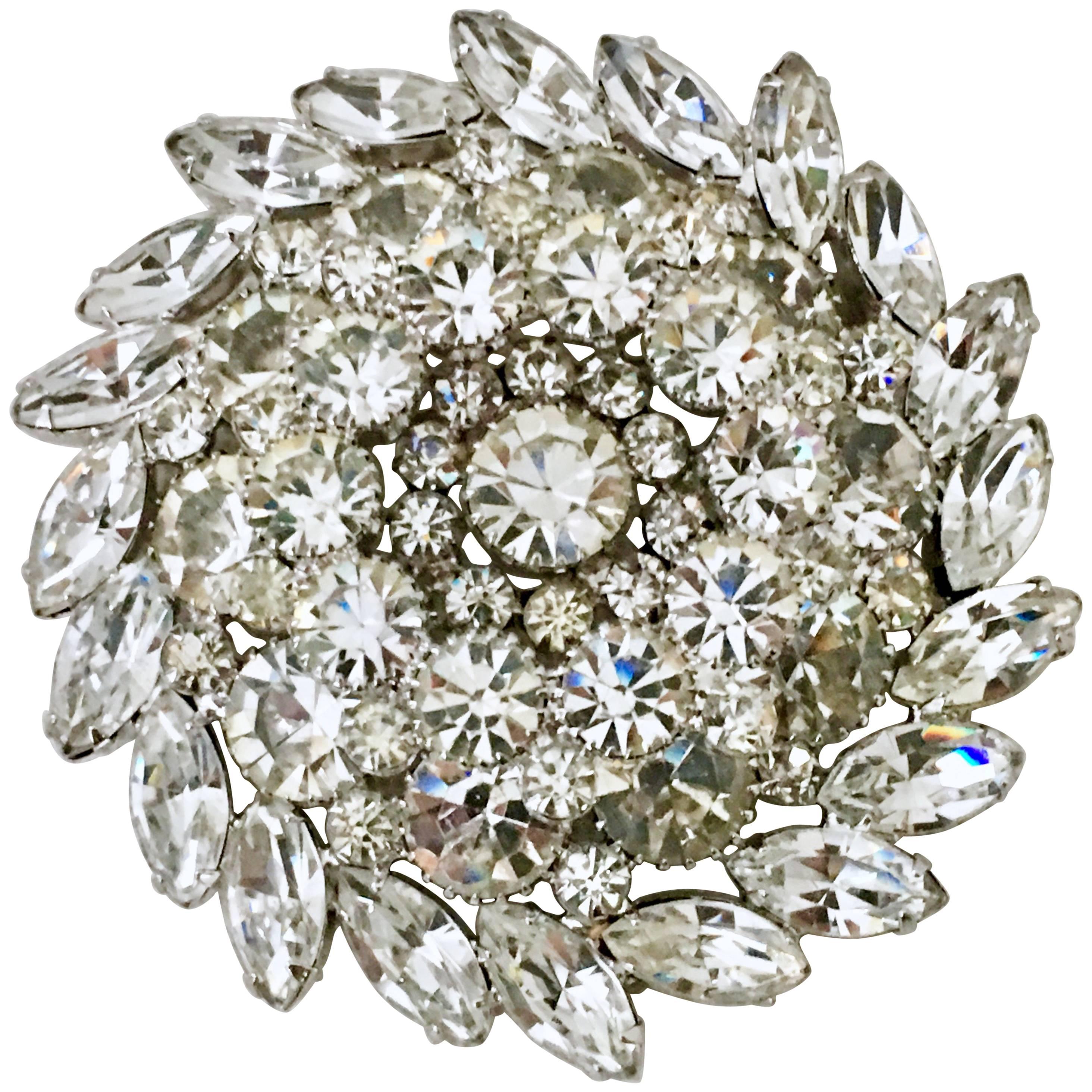 Vintage Monumental Crystal Wreath 3-D Brooch