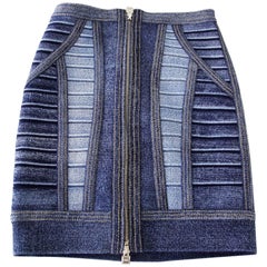 Herve Leger Skirt Faux Denim Bandage XS mint 2