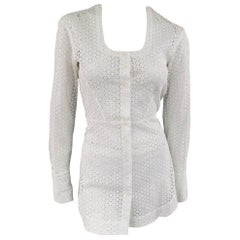 ALAIA Size S White Floral Lace Cutout Cotton Scoop Neck Skirt Blouse
