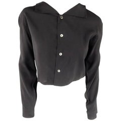 YOHJI YAMAMOTO Size M Black Cropped Ramie Blouse