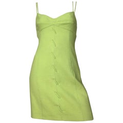 Vintage Genny Neon Green Cotton Wiggle Dress Size 6. 