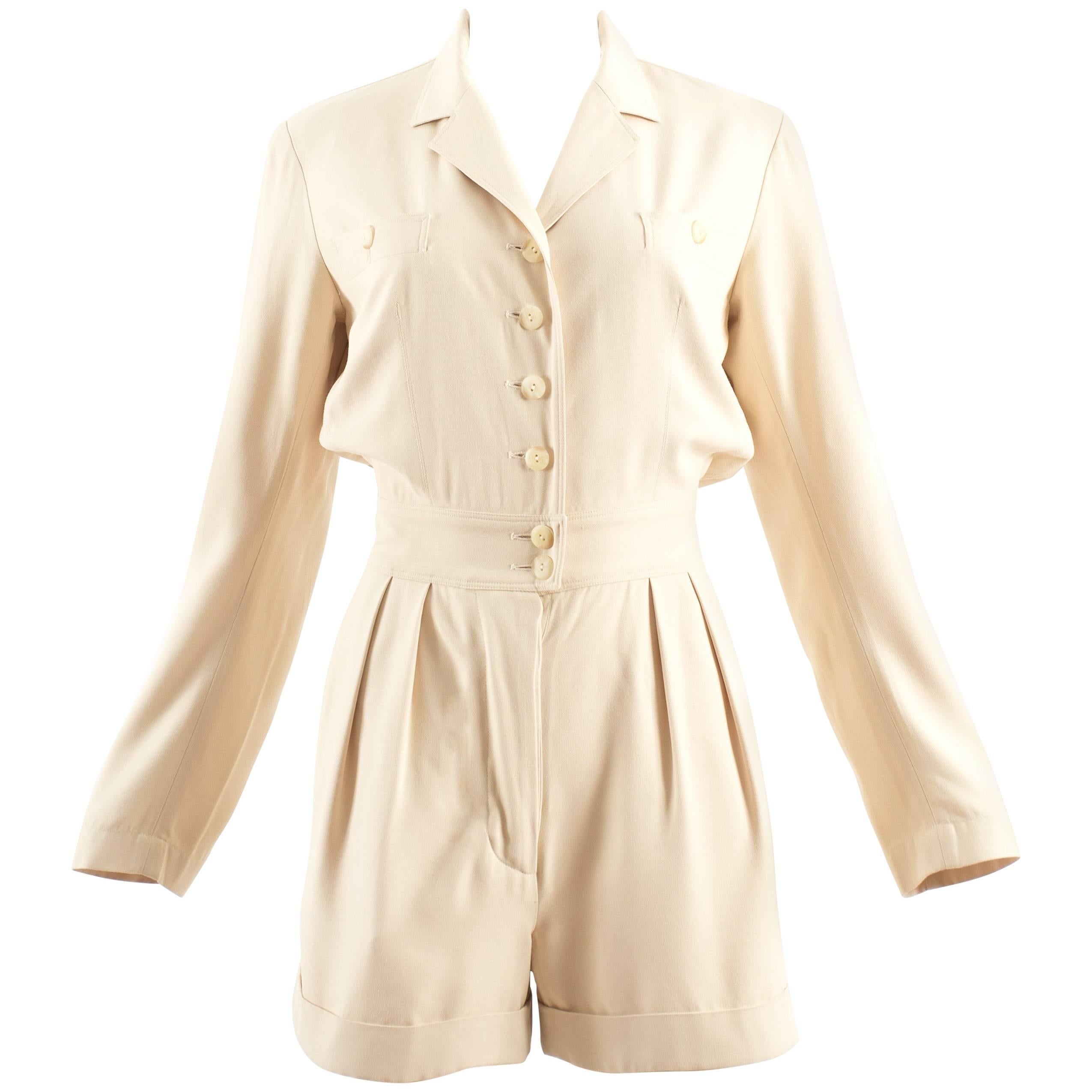 Alaia Spring-Summer 1988 cream cotton playsuit and jacket  For Sale