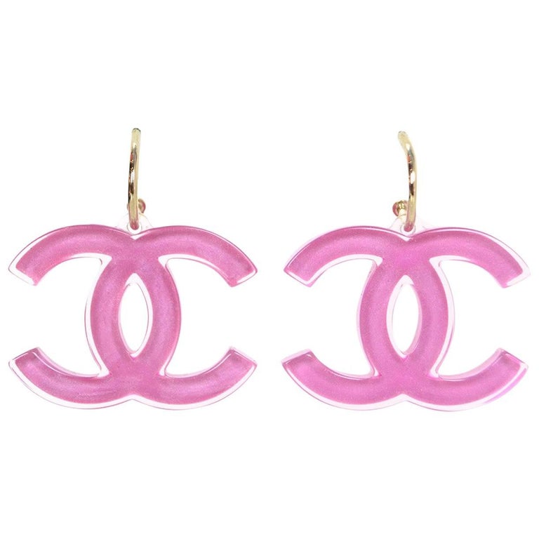 chanel pink flower earrings