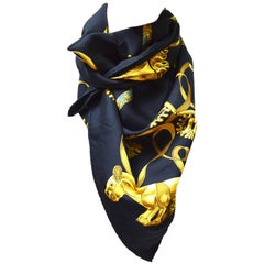 Les Cavaliers d'or Hermes Black 35" Scarf