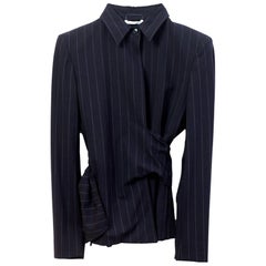 Max Mara Navy Pin Stripe Wrap Top sz US6 10