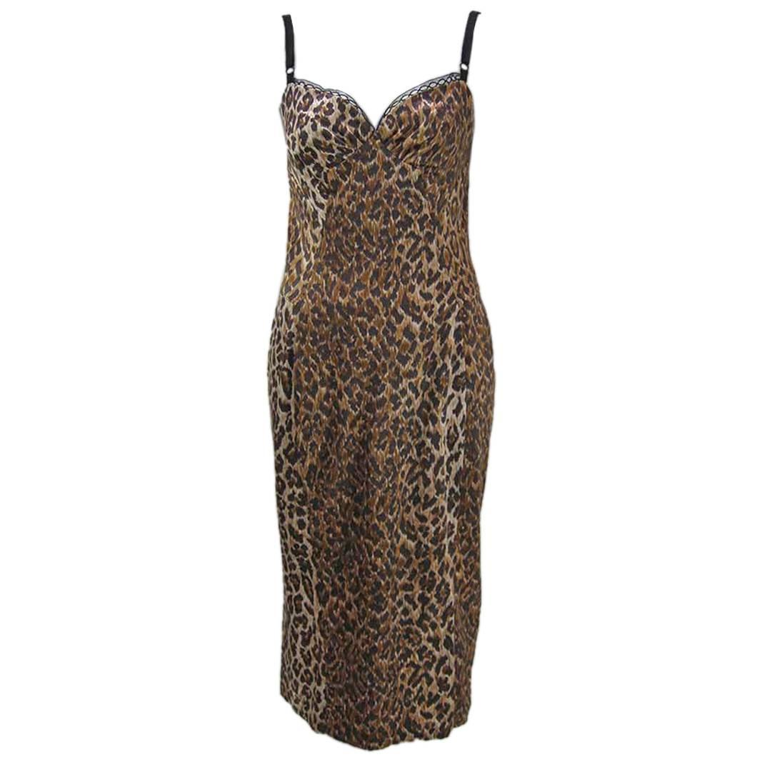 Dolce & Gabbana Satin Leopard Print Dress